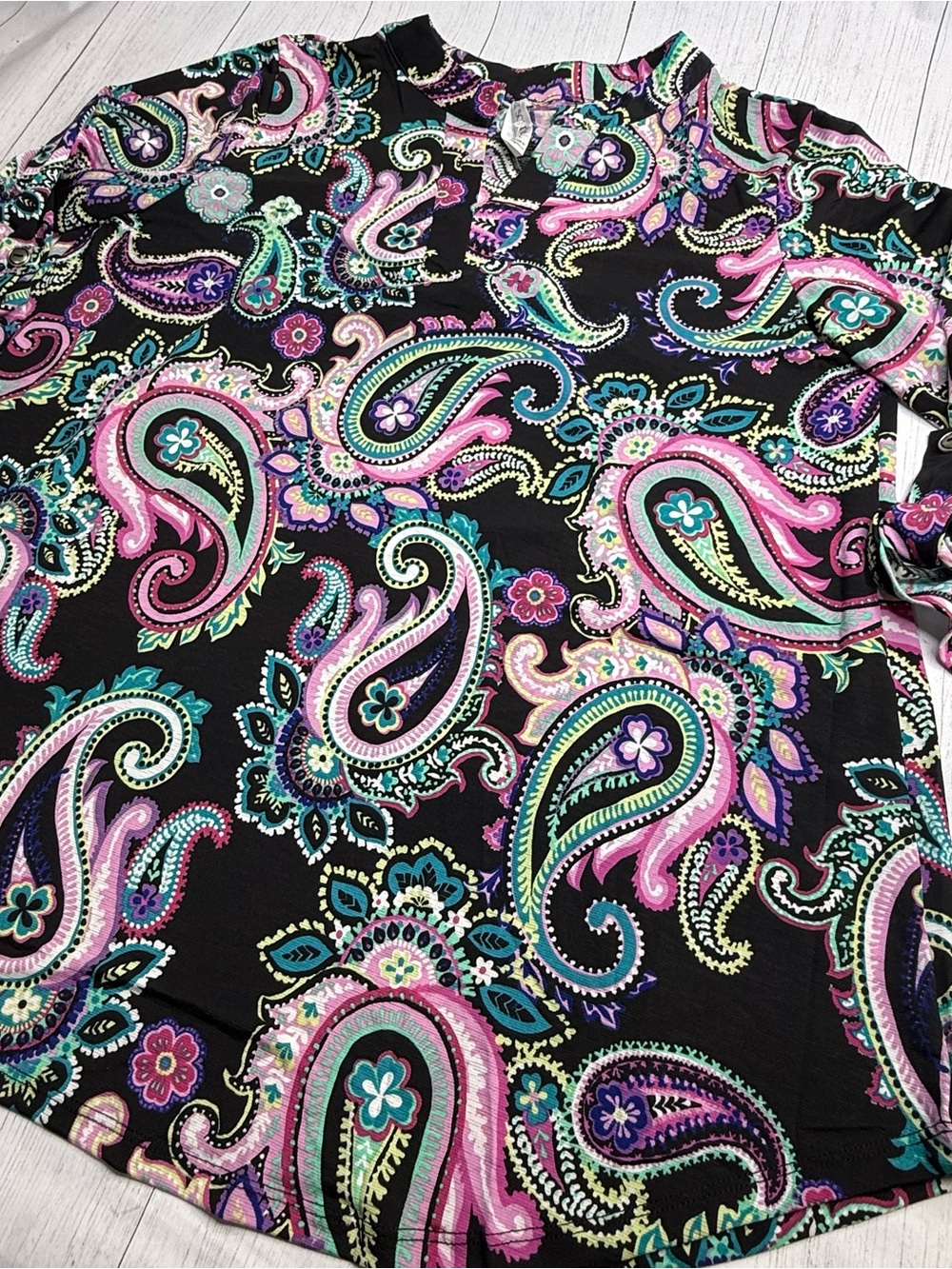 Dear Scarlett Lizzy Top NWT Colorful Paisley Floral Boho Blouse Medium - Picture 4 of 10